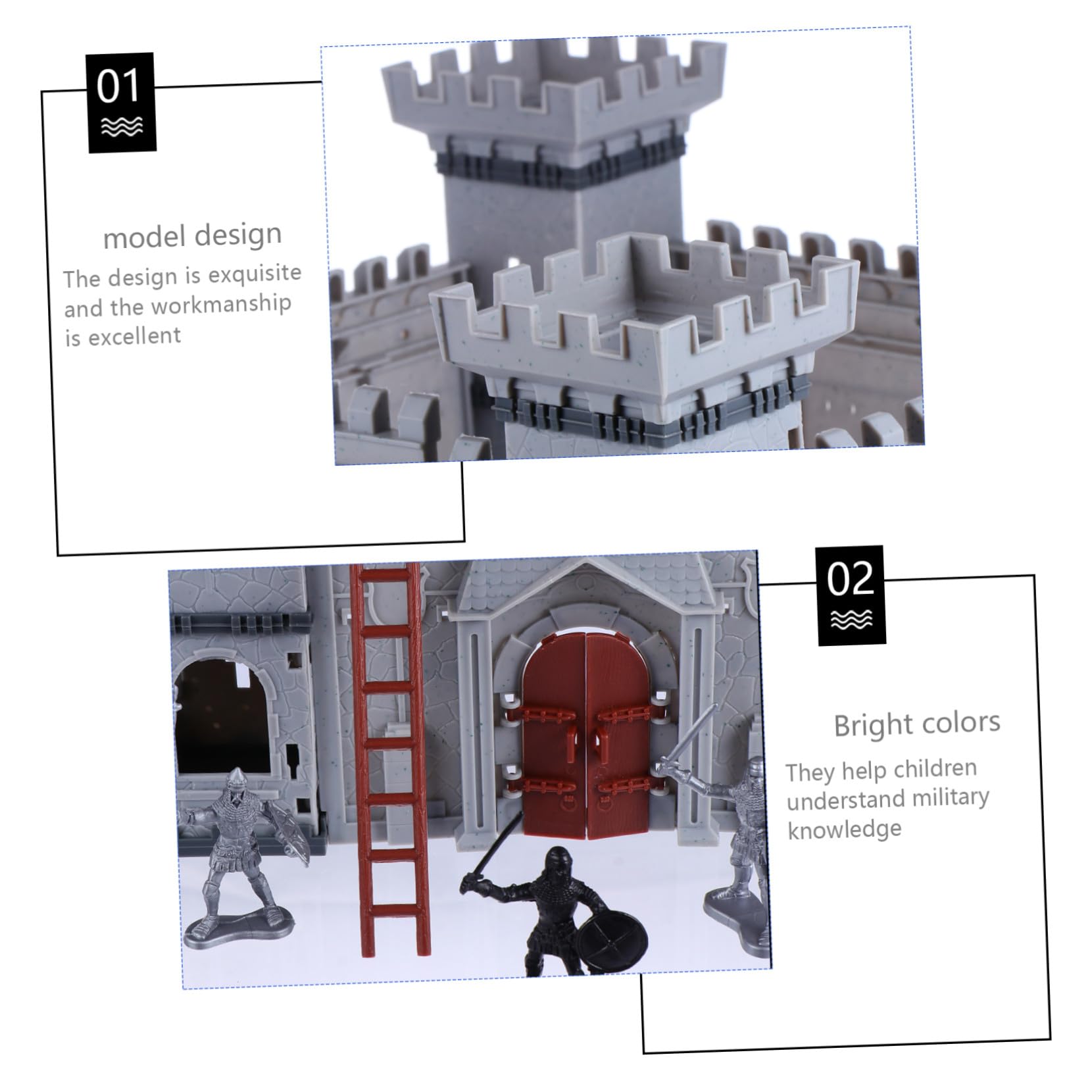 Milisten Castillo de Juguete para Niño Soldados Antiguos y Caballeros, Modelo Ensamblado para Construir, Juego Educativo de Escenas DIY para Niños