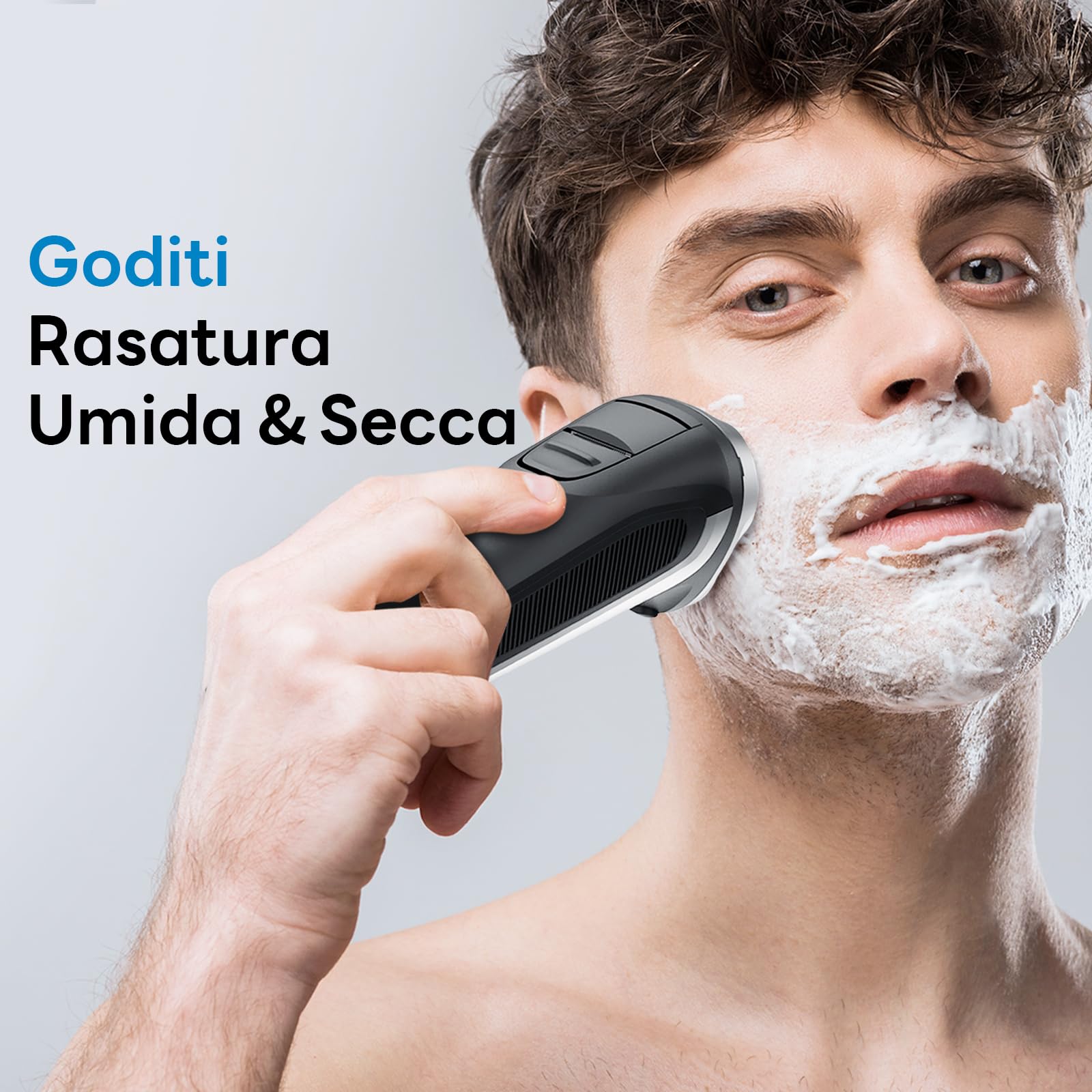 DOAO Rasoio Elettrico Barba, 2024 Aggiornato Rasoio Elettrico Uomo 2 in 1 Impermeabile Senza Filo Rotante per il Viso, Rasatura Wet & Dry (A3)
