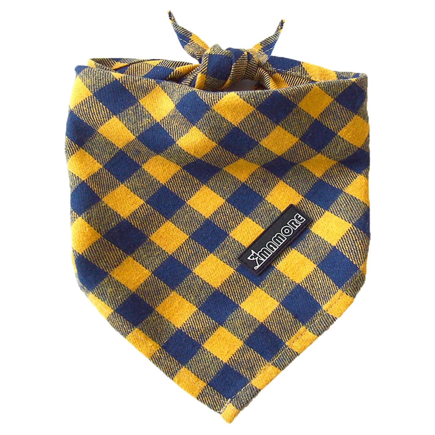 Adjustable Plaid Dog Bandanas,1PC Soft Washable Cotton Triangle Bib Kerchief Scarfs for Small Medium Large Dogs and Cats(Square Yellow, Small) โ image 1