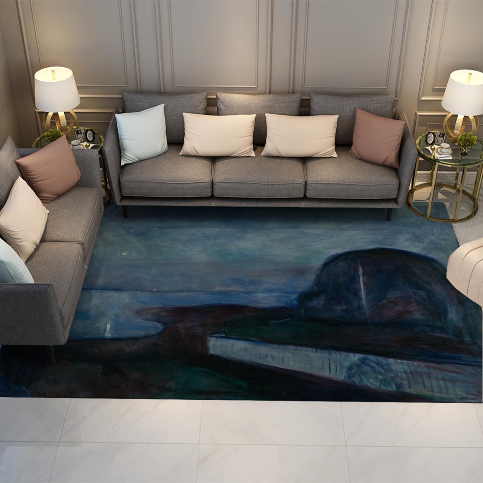 Tapis bleu nuit étoilée Edvard Munch idéal pour sublimer votre bureau à domicile