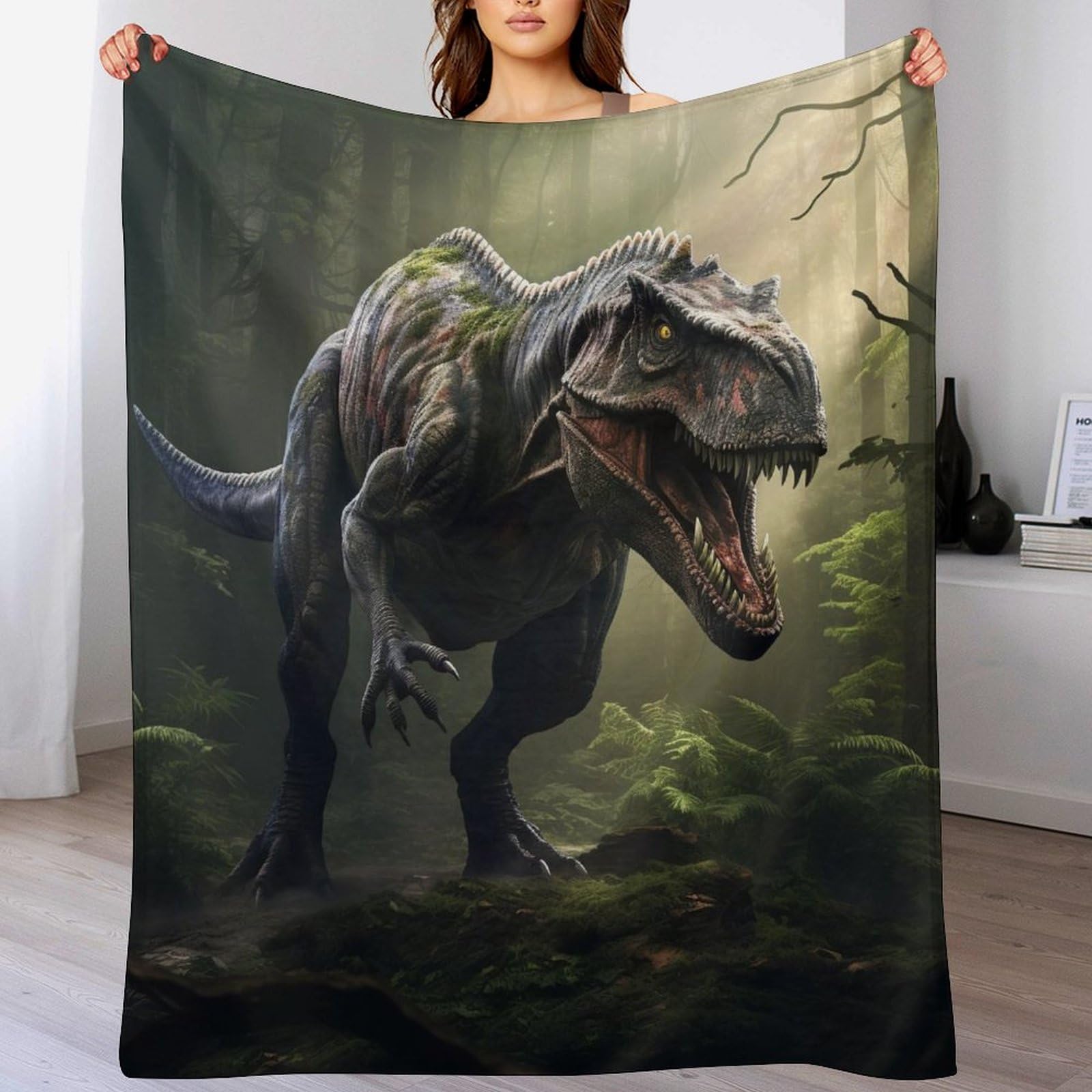 Manta de franela de dinosaurio infantil suave de 100x130 cm para cama de dormitorio