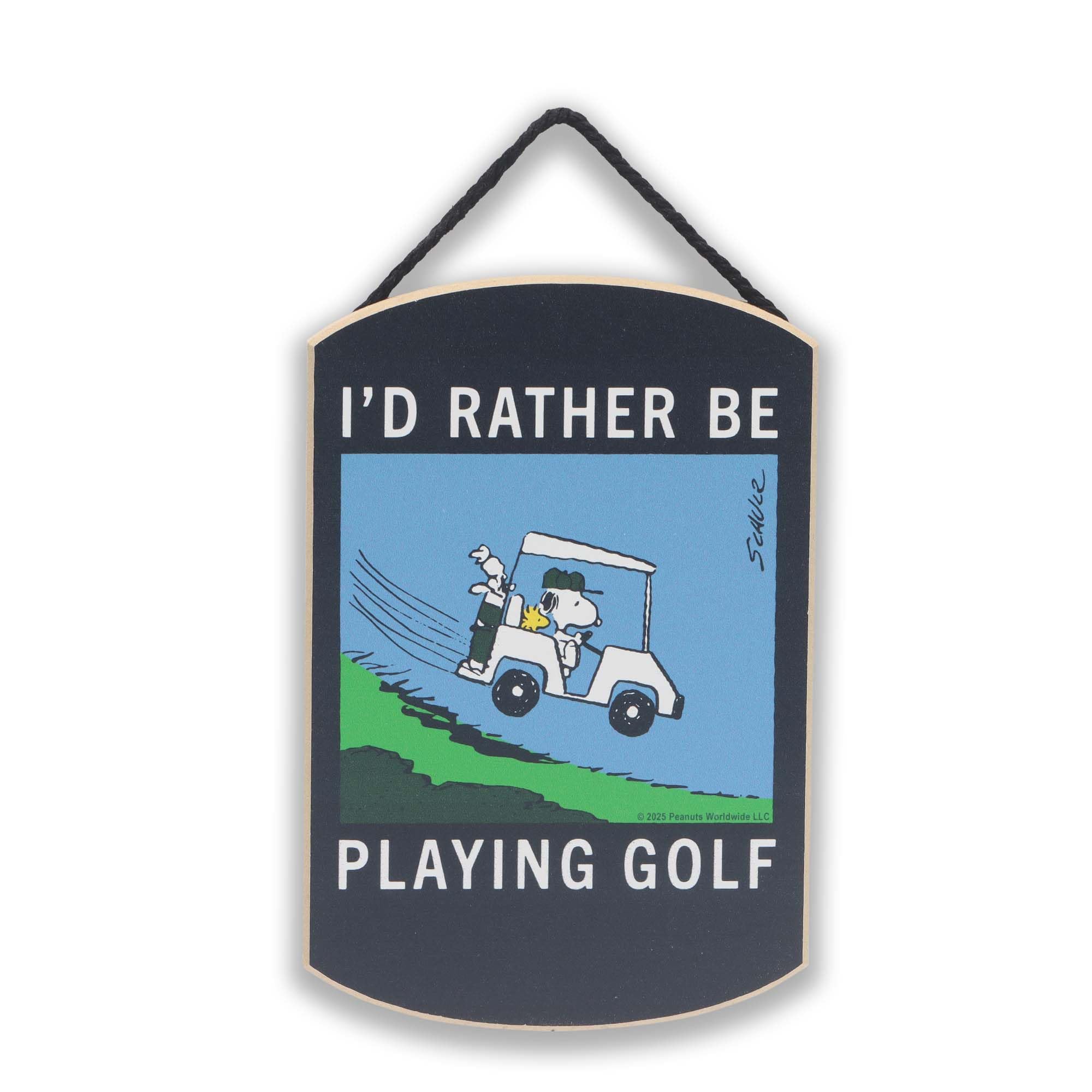 Peanuts Snoopy I'd Rather Be Playing Golf Hanging Wood Wall Decor - Fun Snoopy Sign for Home - Great Gift Idea