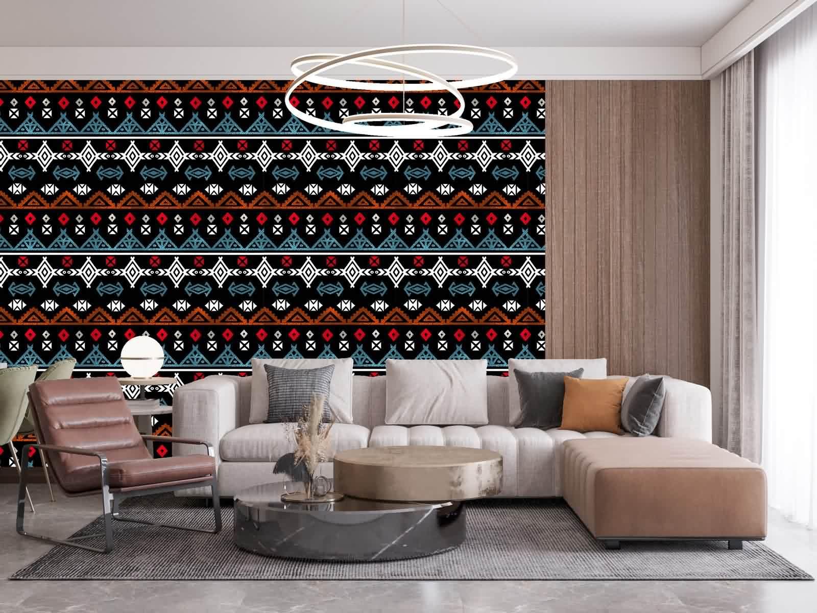 Tapeta do pokoju gościnnego samoprzylepna granica wewnątrz retro salon