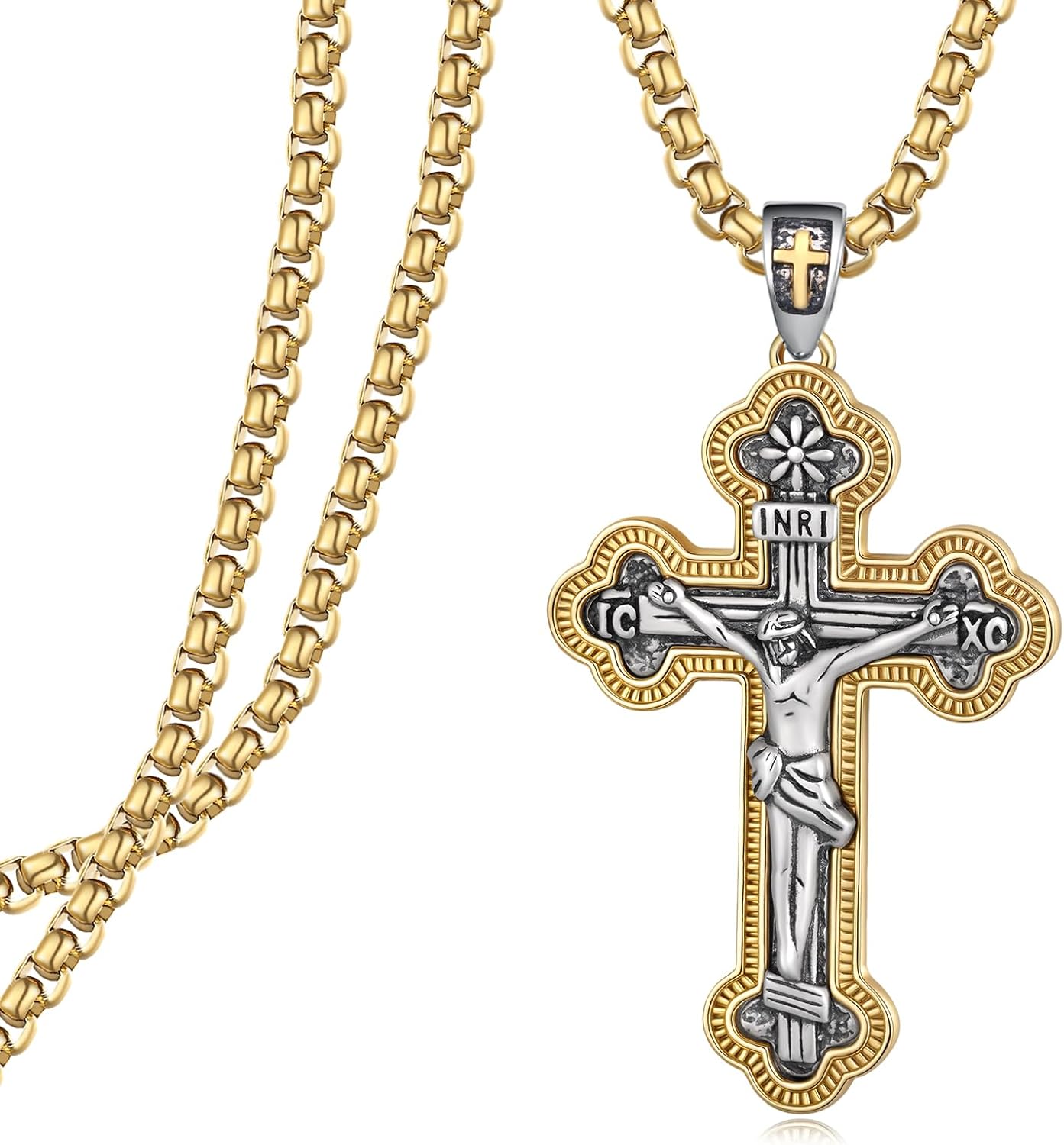 Orthodox Cross Necklace Men 925 Sterling Silver Orthodox Cross Necklace Religious Jewelry Gifts for Men