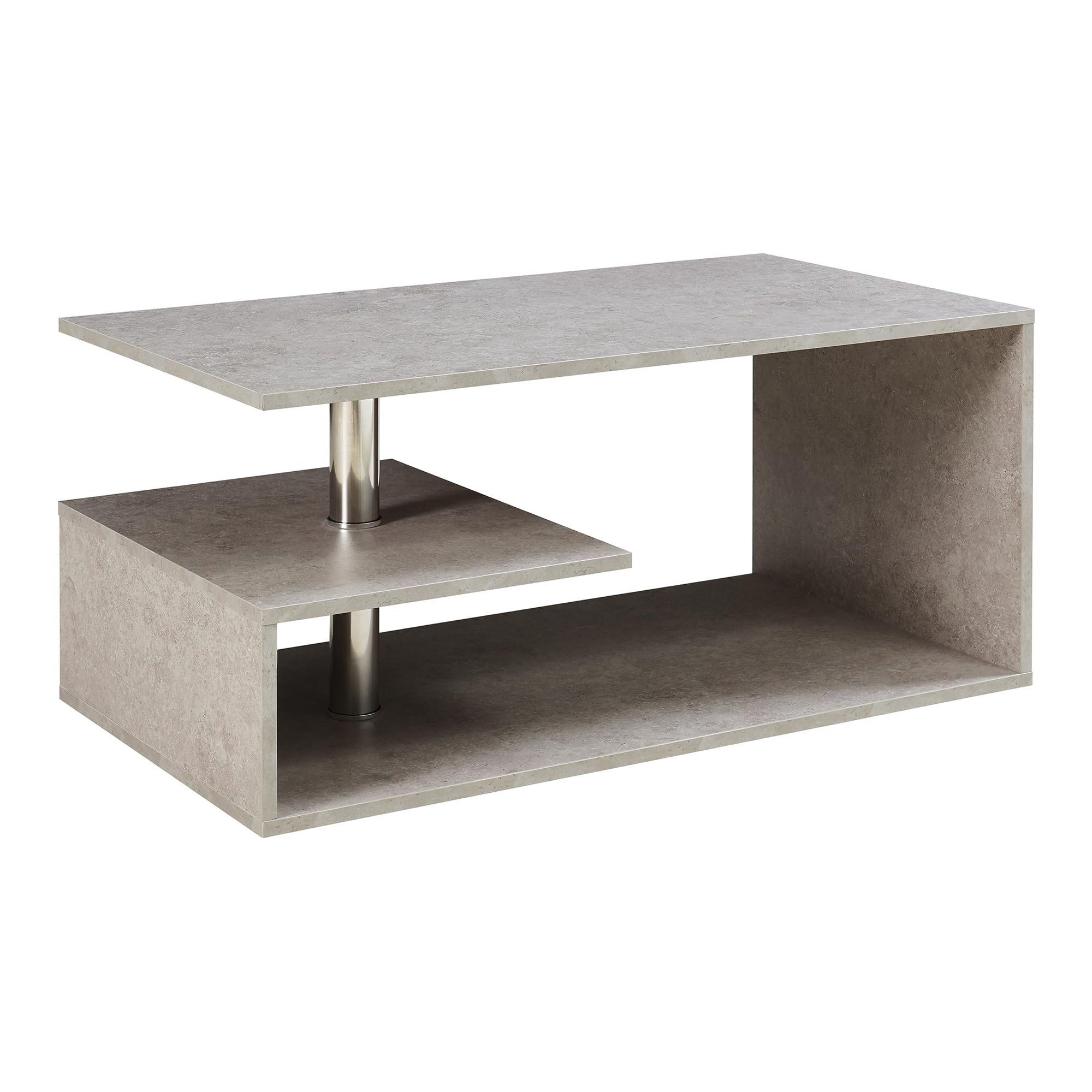 [en.casa] Table Basse de Salon Design Intemporel avec Étagère de Rangement Plateau Rectangulaire Surface de Stockage Panneau de Particules 90 x 50 x 41 cm Effet Béton Clair