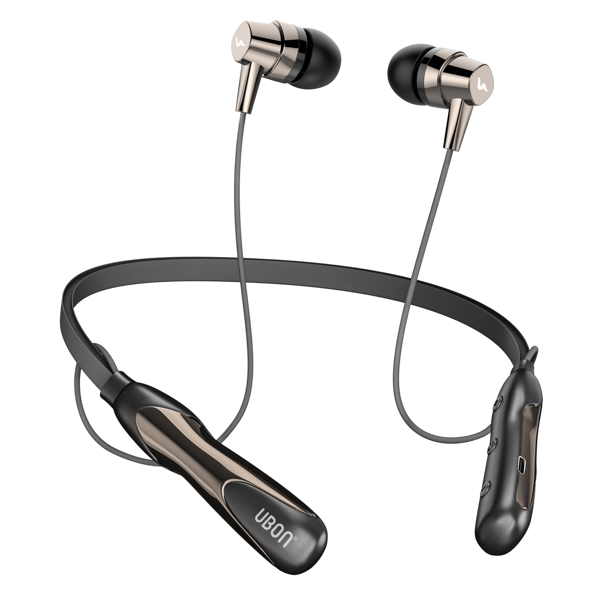 UBON U6 Series Wireless 30 Hrs Playback, Dual Pair, Fast Charge, Magnetic Buds, Bluetooth Neckband with Mic (Black)-image-4