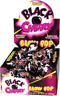 Charms Blow Pop Lollipops - Individually Wrapped Dual Candy and Gum Suckers - Peanut Free, Gluten Free - Bulk Treat for Kids and Adults – Black Cherry, 48 Count (Pack of 1)