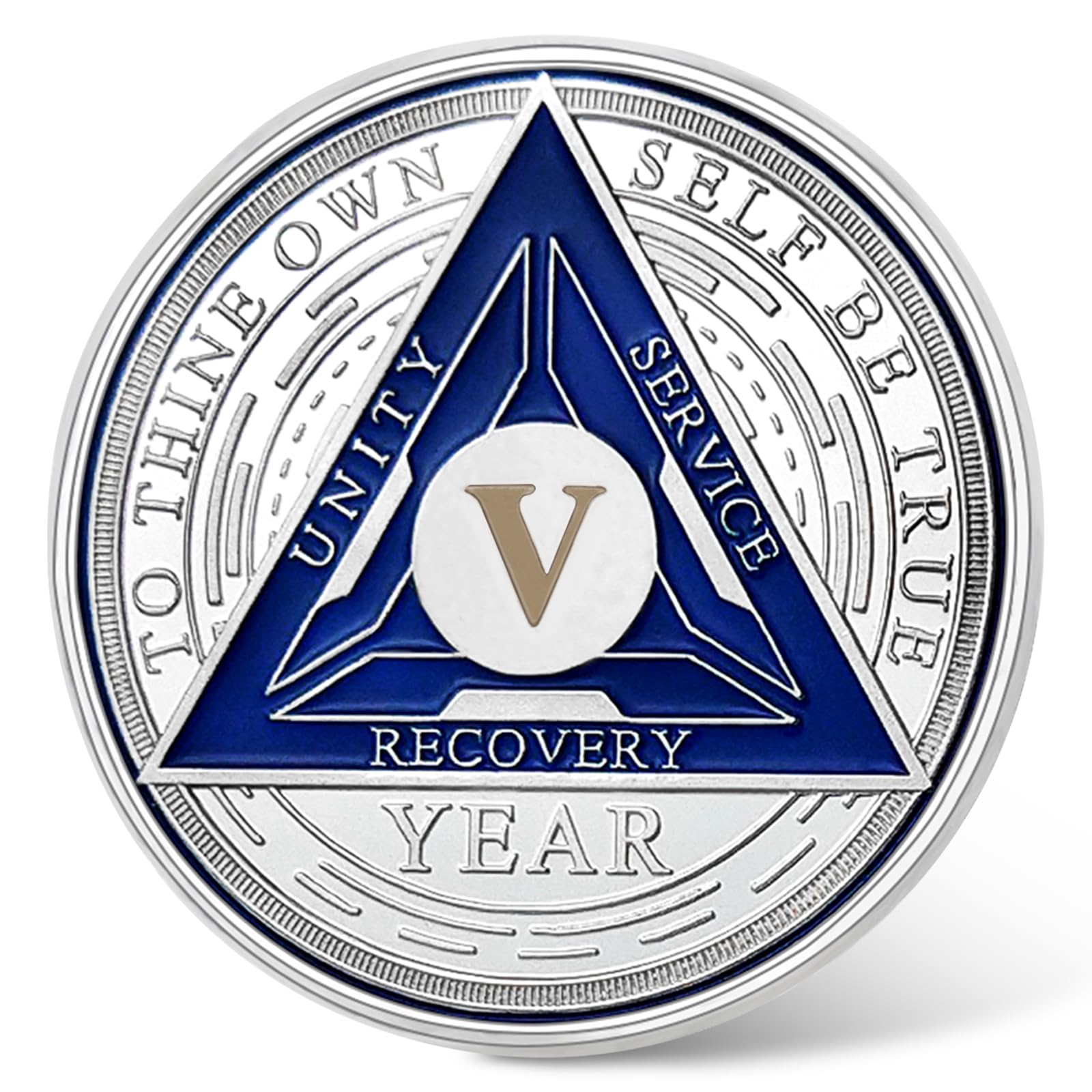 Chip de Sobriedad de 5 Años - Moneda AA Triplate y Medallón de Sobriedad, Chips de Recuperación, Token de Aniversario Sobrio, Regalos de Sobriedad para Hombres y Mujeres