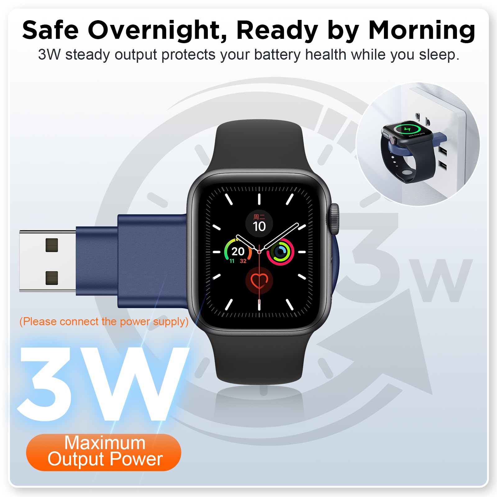 Mise à Niveau 2025 pour Apple Watch, Chargeur magnétique Portable iWatch USB C et USB A, Charge Rapide sans Fil, Chargeur de Batterie de Voyage pour iWatch Ultra2/Ultra/SE2/SE Series 10/9/8/7/6/5/4/3
