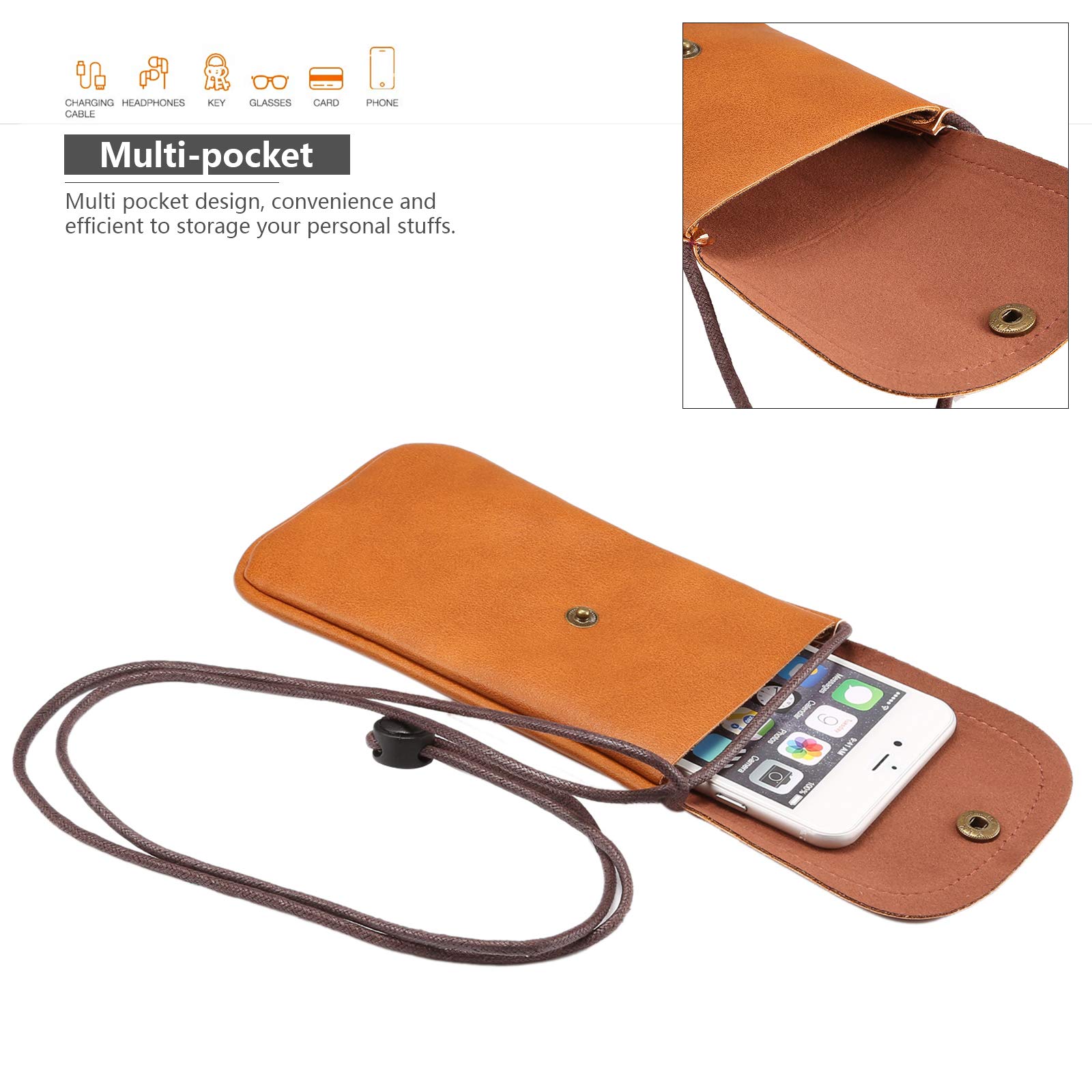 バッグ Bagjack Smart Phone + Wallet Pouch w Amazon.com: Cell Phone Neck Pouch, Techcircle PU Leather