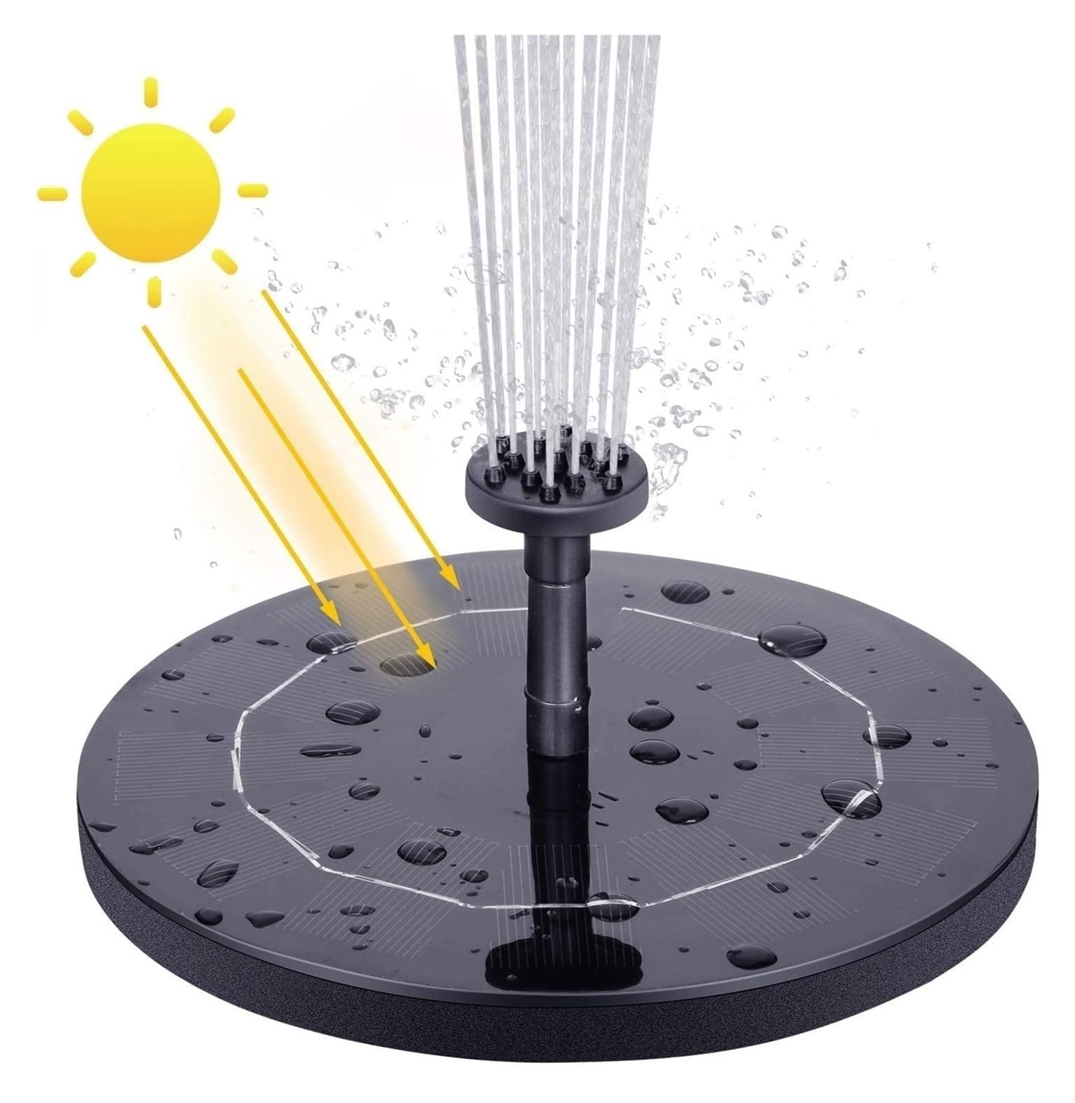 Joliane D-2.5W Solar Fountain Pump,With 6Nozzles And 4Ft Water Pipe,Solar Powered Pump For Bird Bath,Pond,Garden And Other Places(D-2.5W)