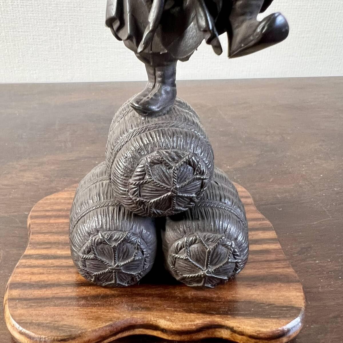 美品 鋳銅 三俵大黒天 銅製 桐箱付/ 仏教美術 仏像 立像 古銅 美品 鋳銅 三俵大黒天 銅製 桐箱付/ 仏教美術 仏像 立像 古銅