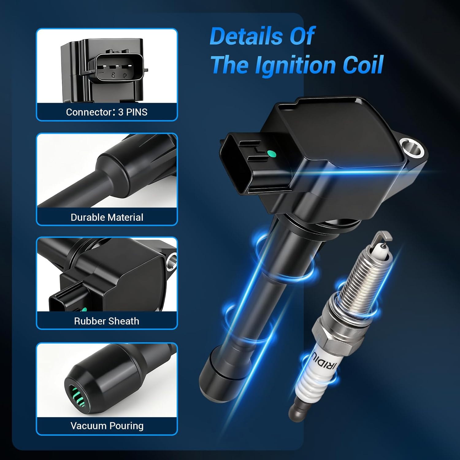 OTO Ignition Coil Pack and Iridium Spark Plugs Compatible with 2007-2018 Nissan Altima Versa Sentra Rogue Cube NV200,Infiniti FX50,2.5L 2.0L 1.8L1.6L L4,Spark Plugs Coil Packs Replaces#UF549 & 9029