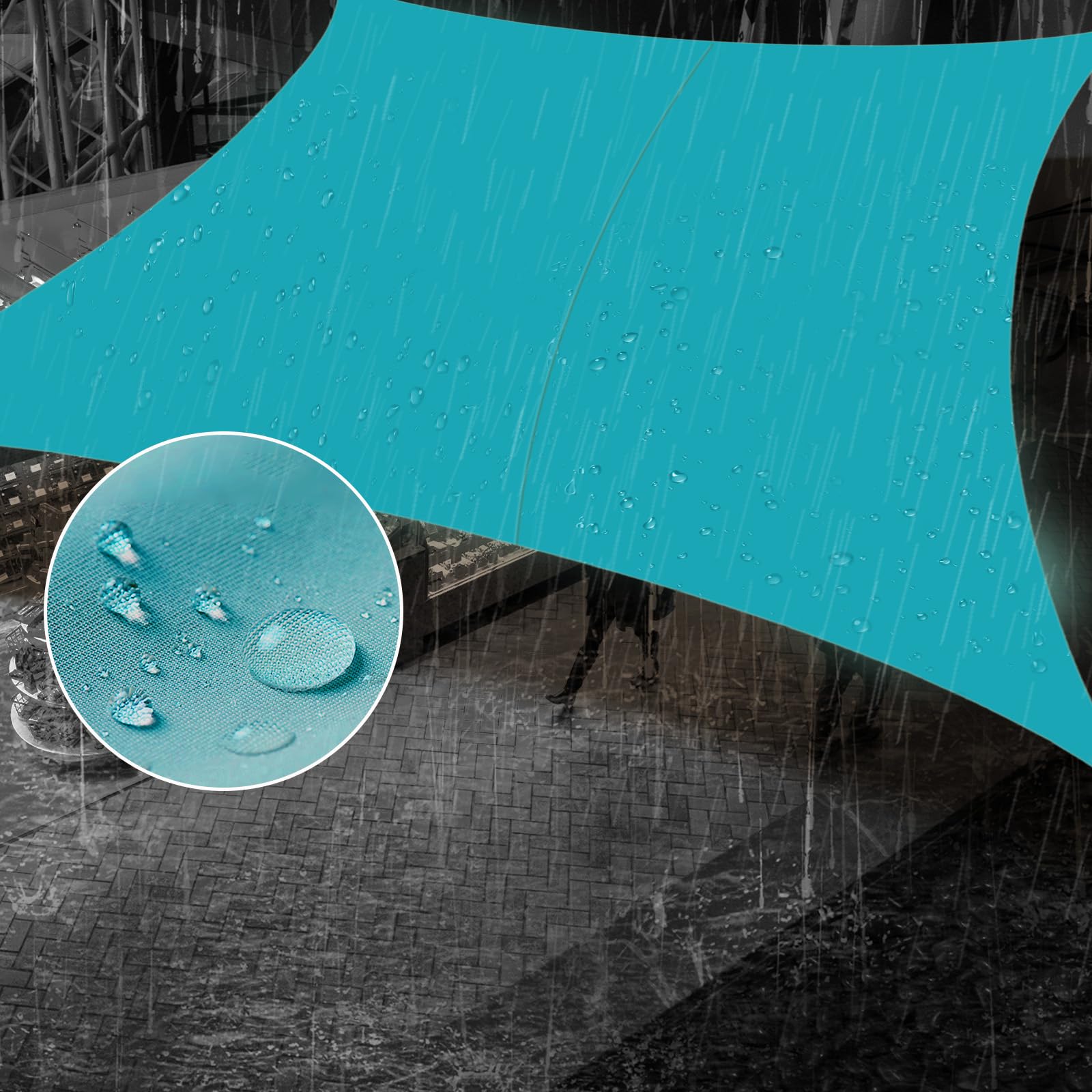 Voile d'ombrage imperméable bleu turquoise pour jardin et aménagement de cour