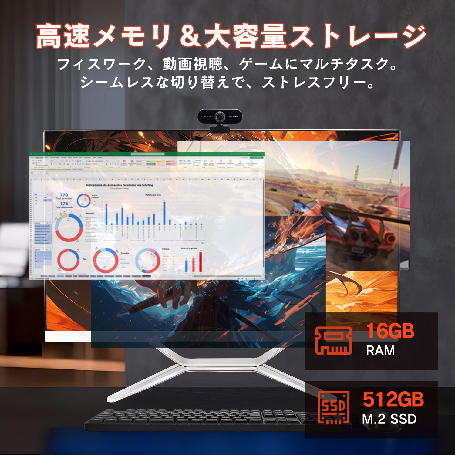 Amazon.co.jp: Wingame デスクトップパソコン 24インチ 一体型PC Win