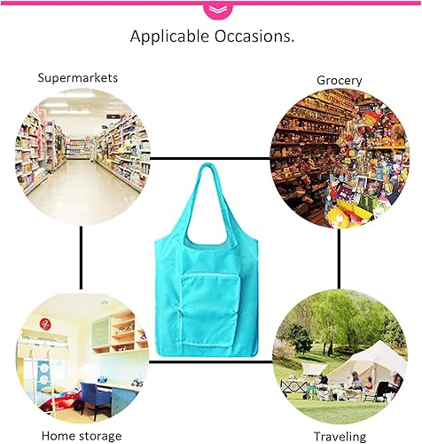 Miniatura 4 de ACBSUSU Paquete de 5 bolsas portátiles de nailon Ripstop, bolsas de almacenamiento para el hogar de gran capacidad, bolsas de comestibles, bolsas de