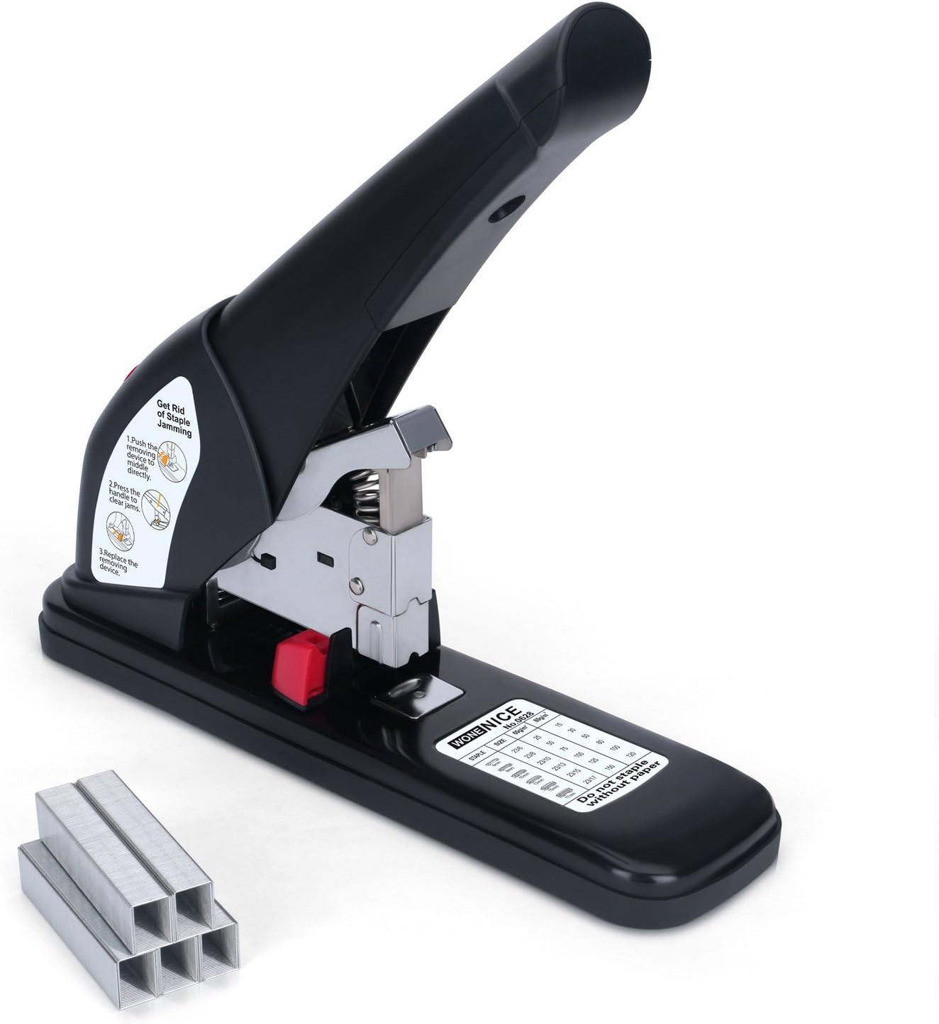 WoneNice Heavy Duty Stapler with 1000 Staples, Reduced Effort, 150 Sheets Capacity Desktop Stapler, Black : Office Products