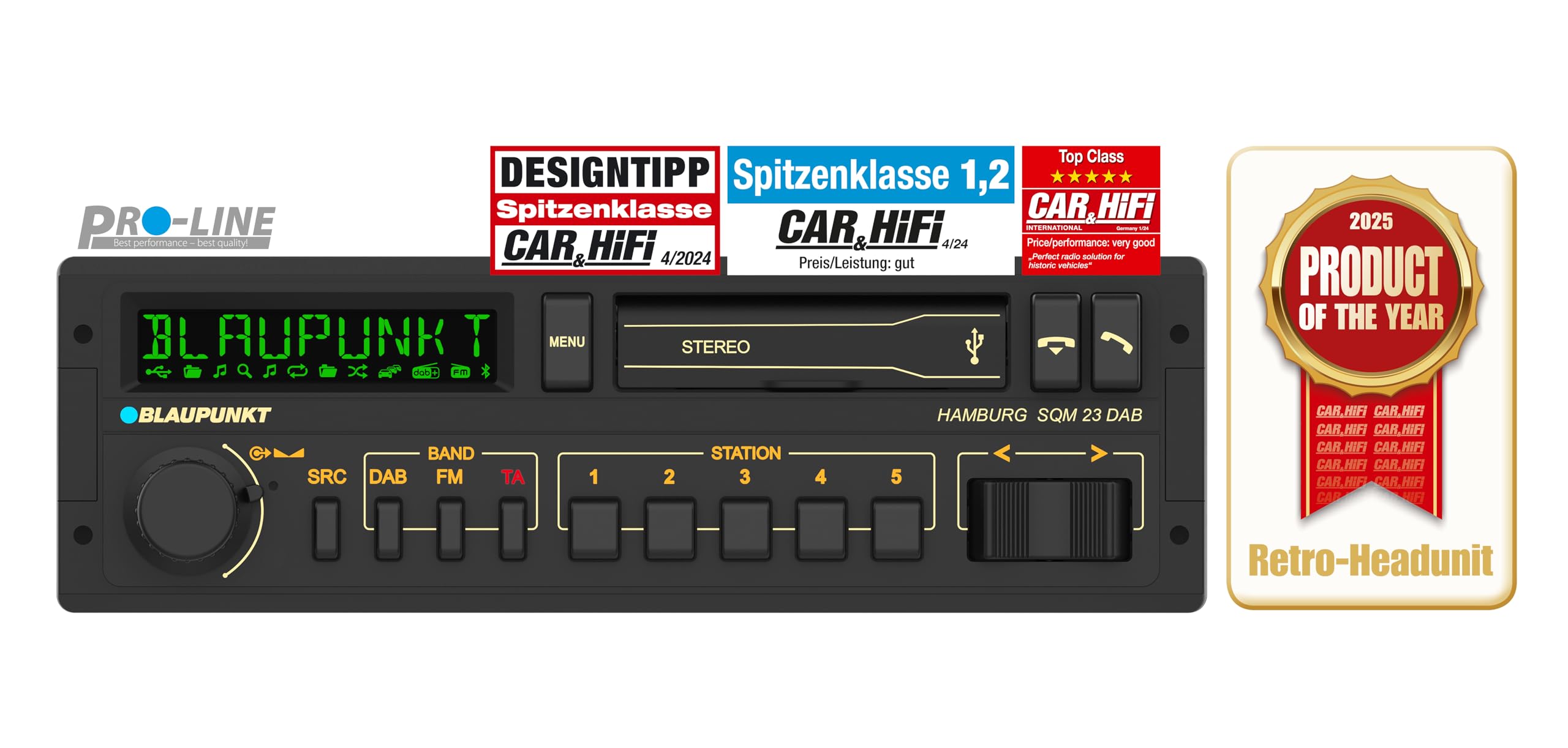 Blaupunkt Hamburg SQM 23 DAB Retro Car Radio: 80s Design with Modern Technology, DAB+, Bluetooth, and USB Support