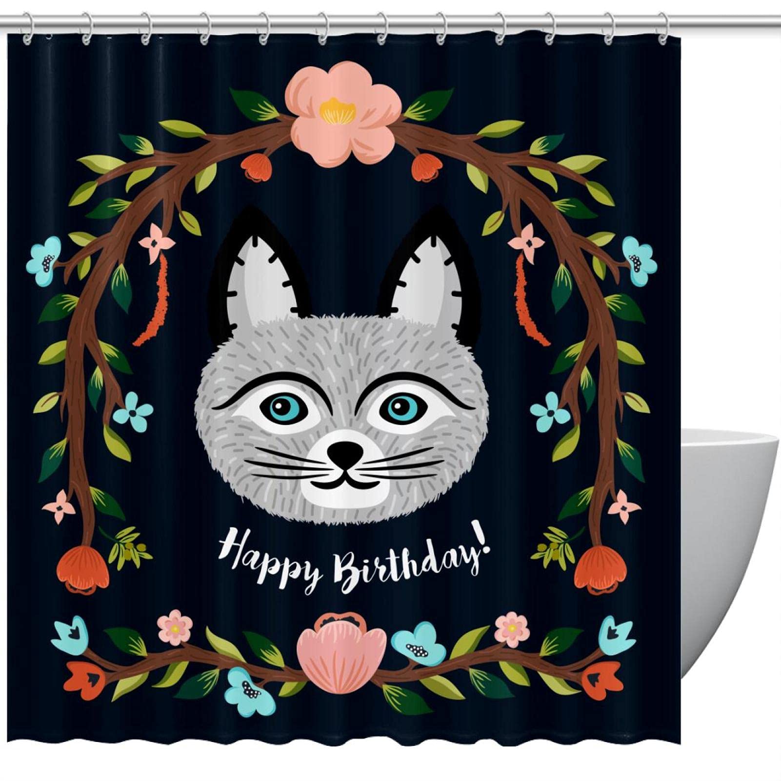 Rideau de douche imperméable motif chats pour baignoire familiale