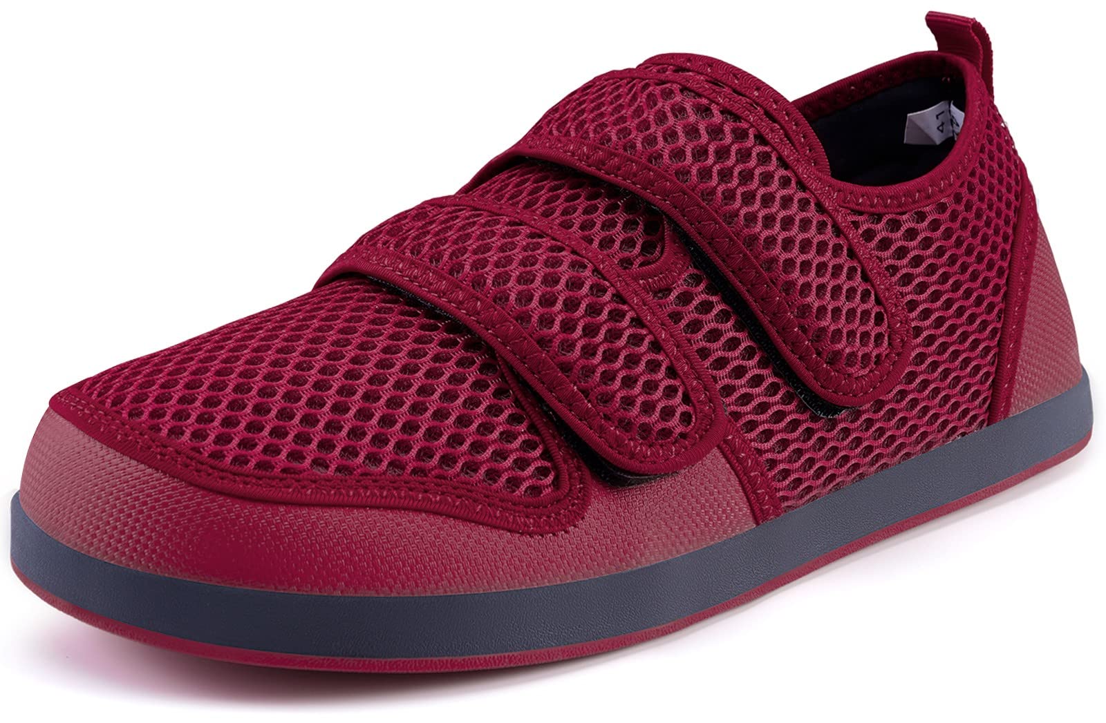 Yeeteepot Pantoffels voor dames en heren, verstelbare diabetici, schoenen, klittenbandsluiting, sandalen, lichte brede wandelschoenen, gezondheidsschoenen, slip-on pantoffels, grijs, 41 EU