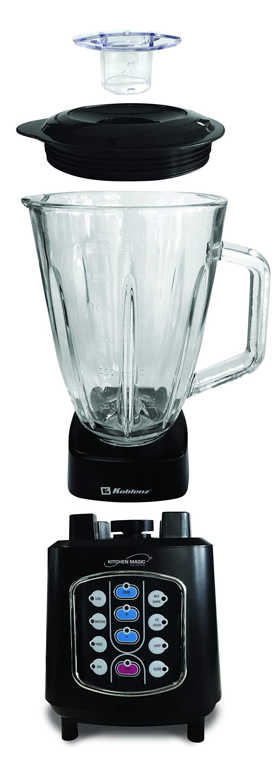 Koblenz LKM-8510 EVN Kitchen Magic Collection 1.5-Liter 10-Blending-Programs Glass-Jar Blender, One Size, Black