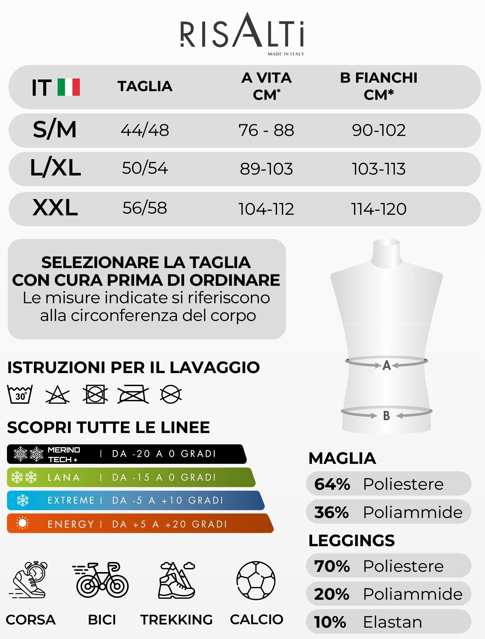 Risalti Tuta Termica Uomo Invernale Energy - Completo Maglia Termica Uomo e Calzamaglia con Scaldacollo Omaggio, Intimo Seamless, Traspirante e Termoregolante – Made in Italy