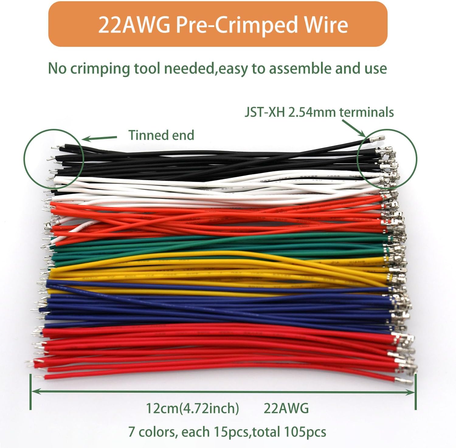 JST XH 2.54mm Connector Socket Kit with 22AWG Pre-Crimped Wire image 3