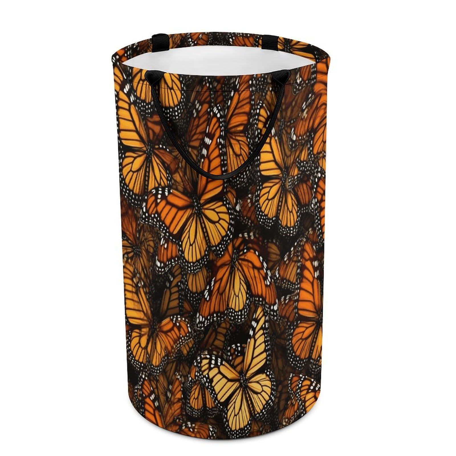 Heaps of Orange Monarch Butterflies Laundry Basket Large Foldable Laundry Hamper with Handles Freestanding Collapsible Clothes Basket Waterproof Portable Dirty Clothes Hamper for Bathroom 86L