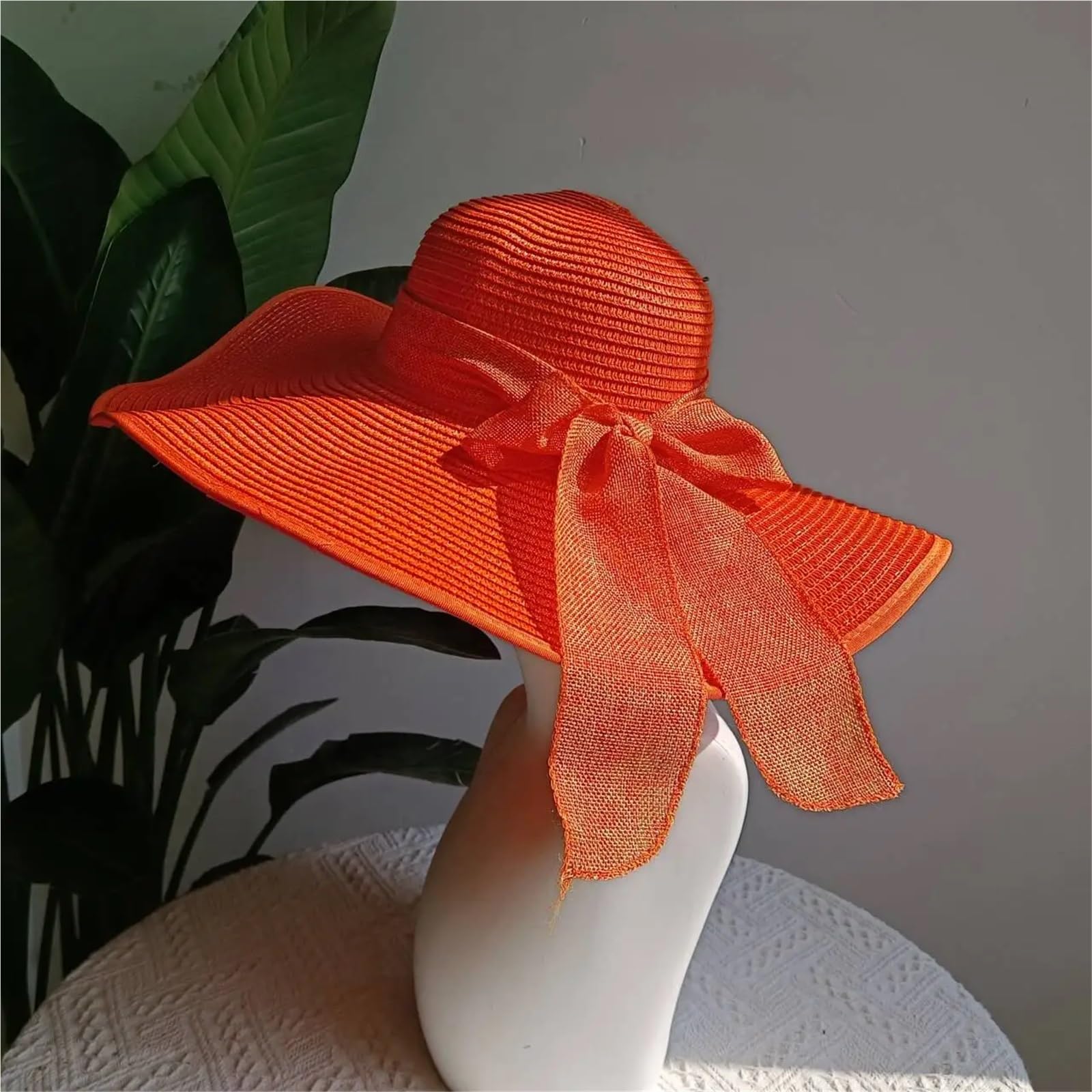 Señora Trenzado Sombreros De Sol Sombrero Paja Verano ala Grande, Plegable, Ideal Exterior, protección Solar UV, diseño práctico y Elegante para Playa