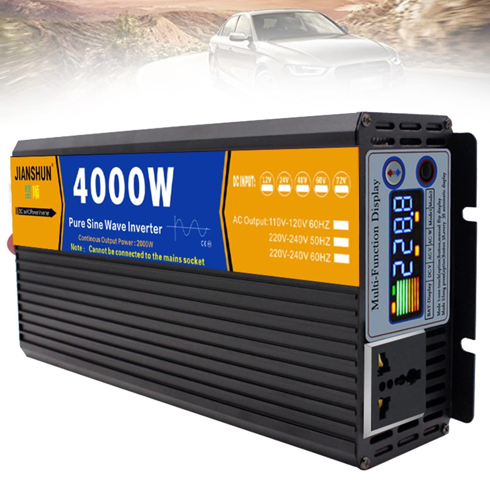 CZVJUKBYP Ure Sine Wave Inverter 3000w 4000w 5000w 6000w 8000w Voltage Converter DC 12V/24V/48V/60V to AC 110V/220V/230V/240V(4000W,48Vto220V)