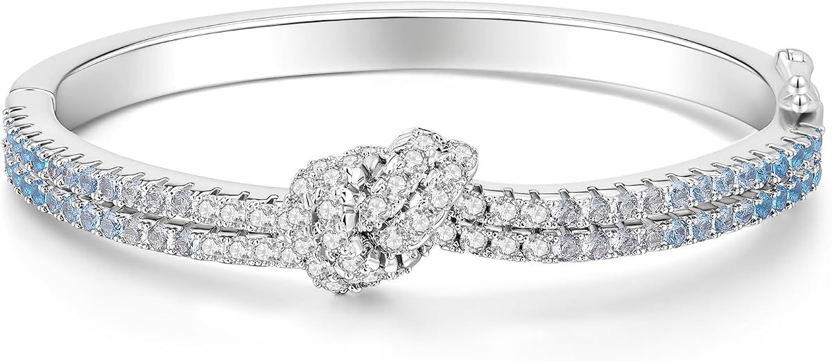 Pulsera de nudo de tenis eterno para mujer, brazalete de oro blanco con circonita cúbica degradada, joyería de regalo elegante