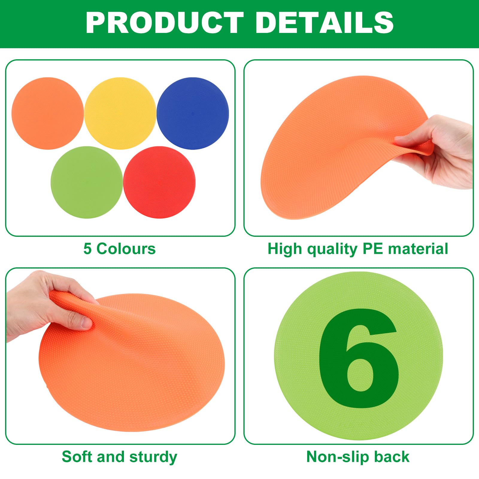MIVIDE 20pcs Disque de Marquage Plat 23 cm, 5 Couleurs Plats Cône de Marquage, Plot Sport pour l'Entraînement, Le Football, Les Terrains de Sport