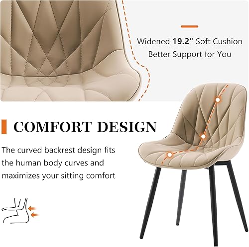 Miniatura 3 de Rowill Juego de 2 sillas de comedor modernas con respaldo suave, patas de metal resistentes y almohadillas antideslizantes, adecuadas para la cocina