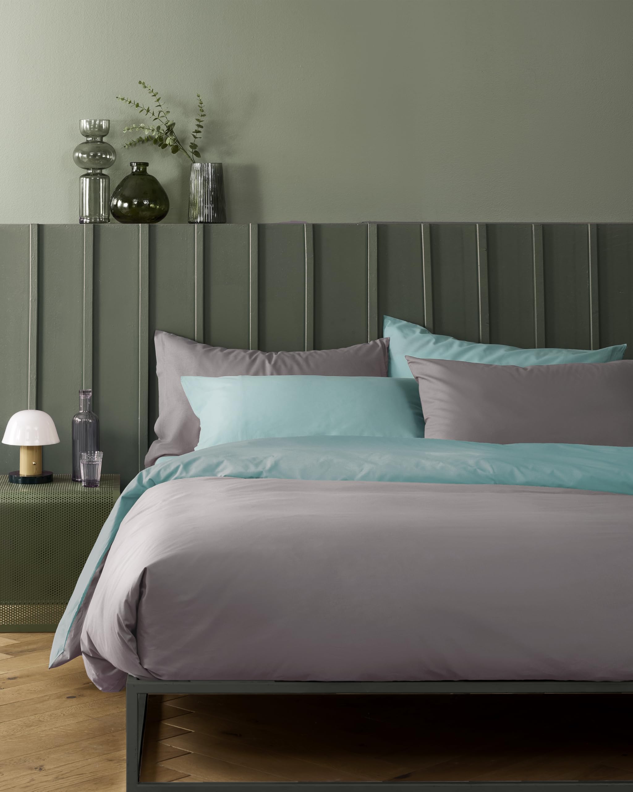 Bassetti Double Duvet Cover Set, Pop Color, Double, 100% Cotton, Smoke, 250 x 200 cm, Queen-size bed