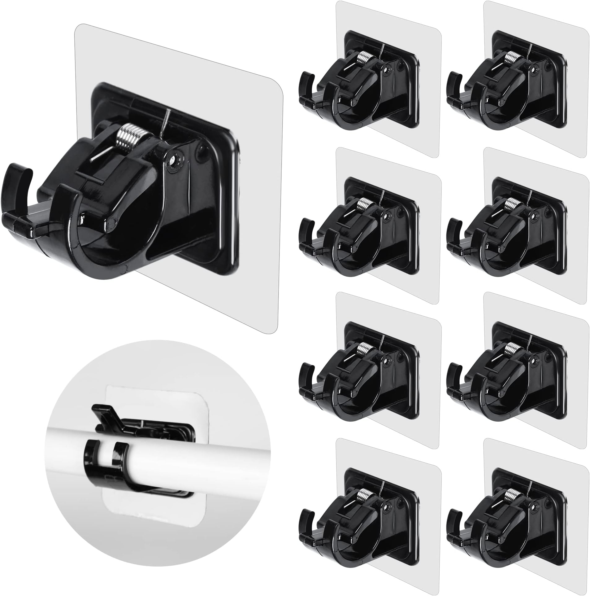 Adhesive No Drill Adjustable Curtain Rod Holder Hooks Brackets for Renter