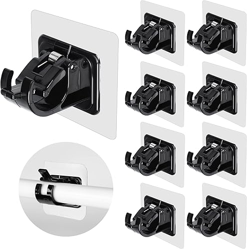 Lightarea 12 soportes de barra de cortina sin taladrar autoadhesivos, sin taladrar, soporte para cortinero, colgador de gancho para barra