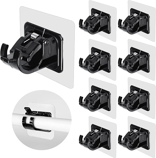 Curtain Rod Brackets No Drilling, 8 PCS Self Adhesive Curtain Rod Holder Hooks, Hangers for Bathroom Kitchen Home Bathroom & Hotel Use
