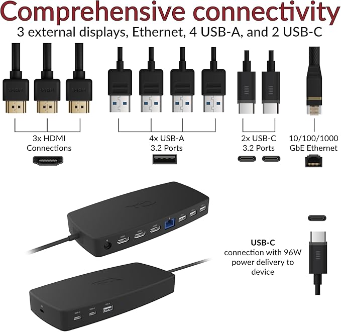 Cyber Acoustics Estación de Acoplamiento Universal DS-6000 USB-C con 3 HDMI 4K miniatura 2