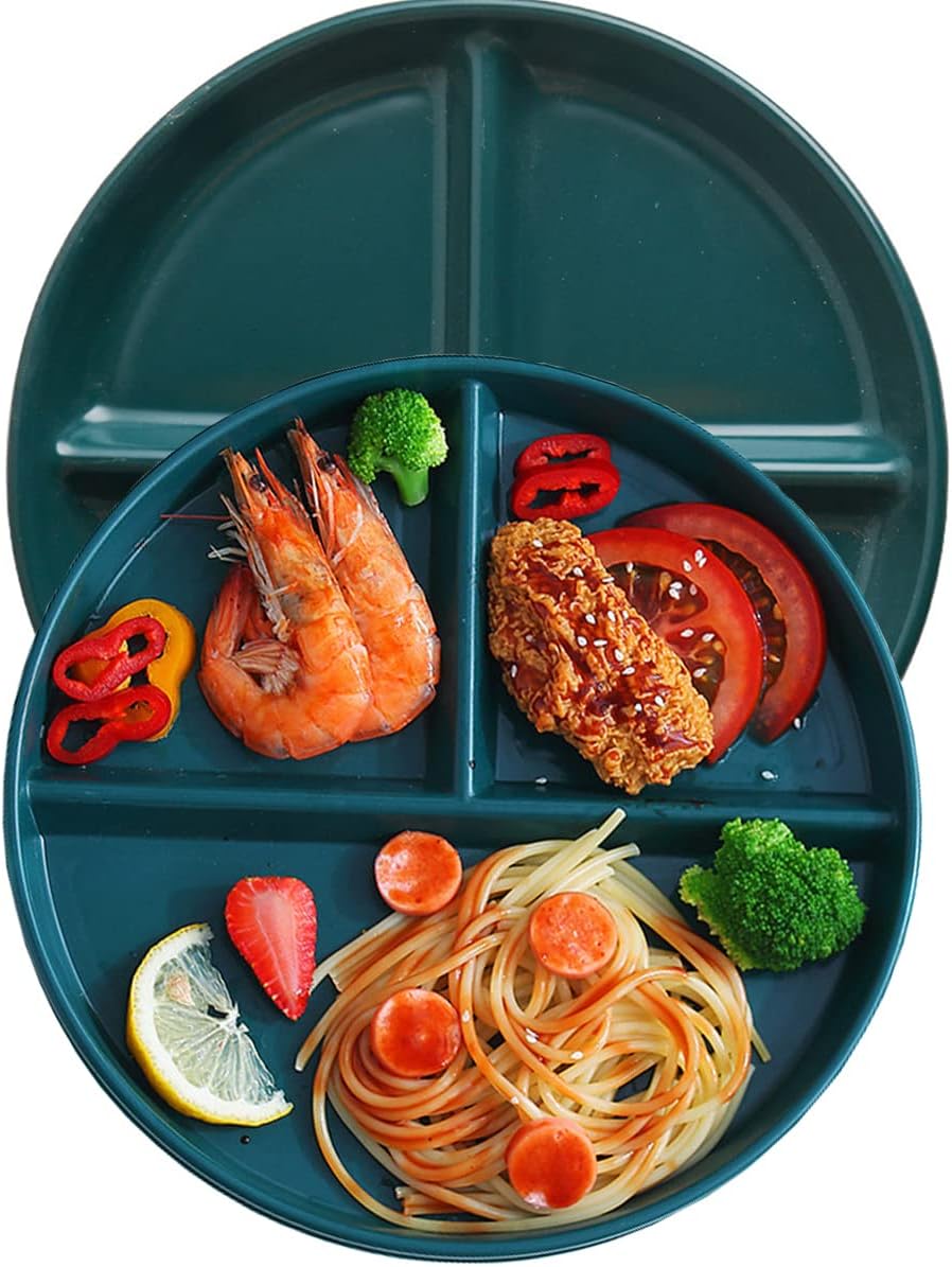 AIYoo 8 inch Green Ceramic Divided Dinner Plates for
