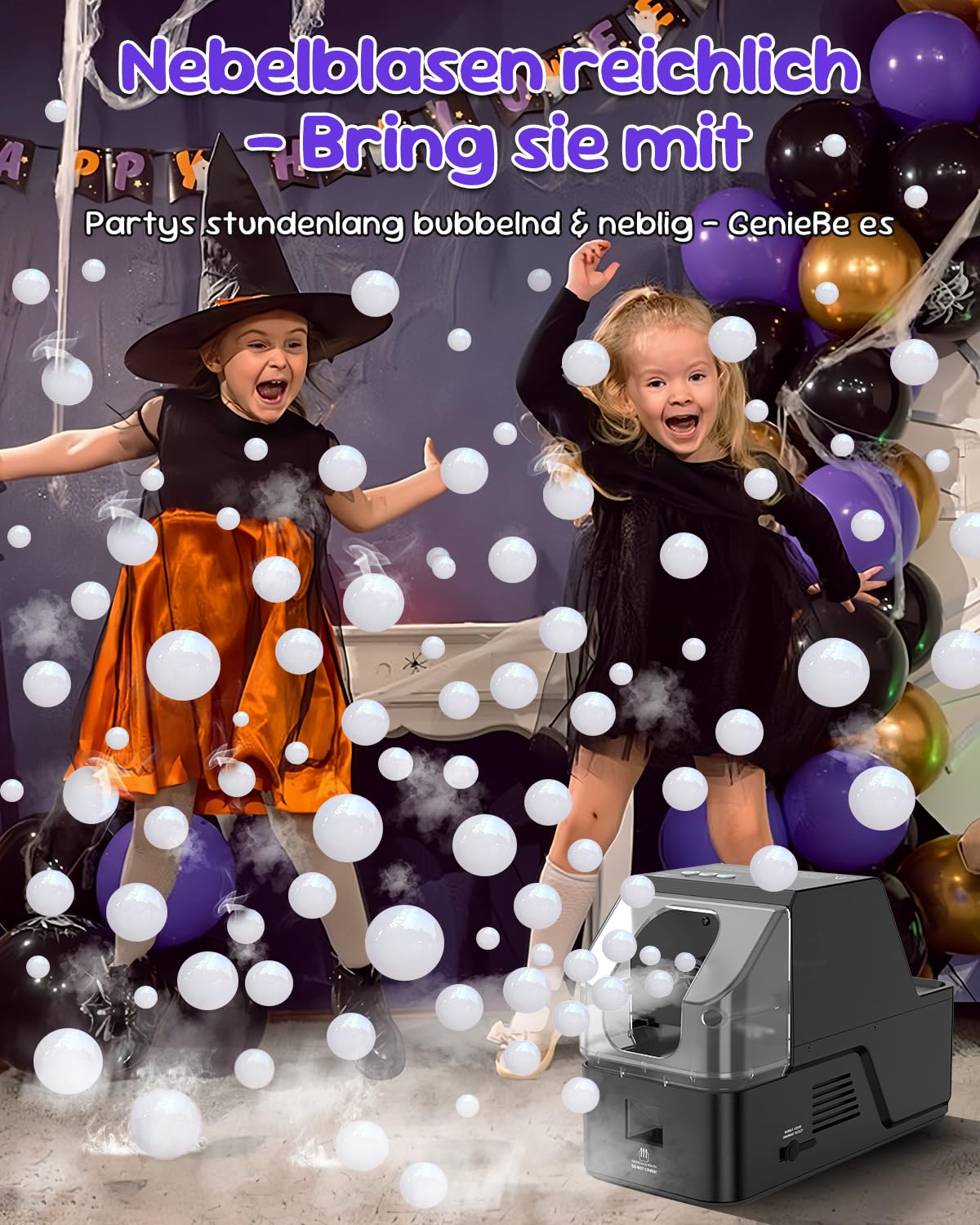 Nebelmaschine, 450W Fog Bubble Machine mit drahtloser Fernbedienung, 3 in 1 Bubble Fog Machine, Make Bubble | Fog Bubble | Continuous Fog for Halloween Weihnachten Party Hochzeit Geburtstag Holiday