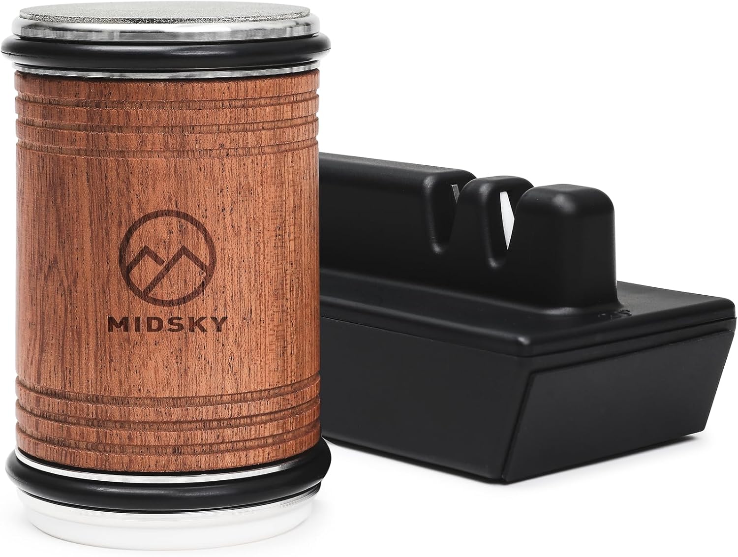 MIDSKY Rolling Knife Sharpener Kit, Professional Roller Sharpening System Tool with Diamond & Ceramic Discs, Magnetic Angle Offers 15 & 20 Degrees Sharpening, for Kitchen Chef Knives
