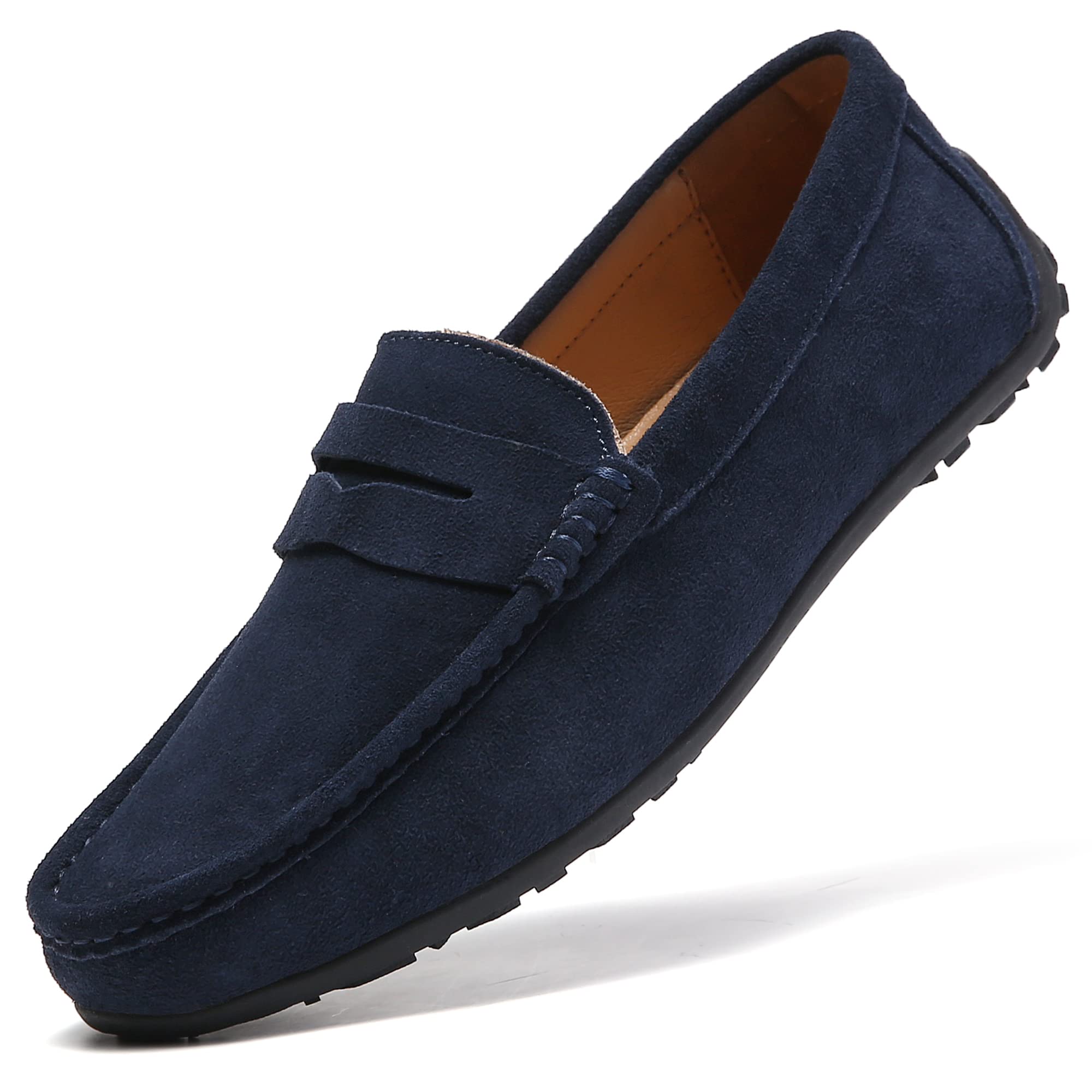 JINDELIMen's Leather Casual Slip on Loafers Driving Walking Shoes