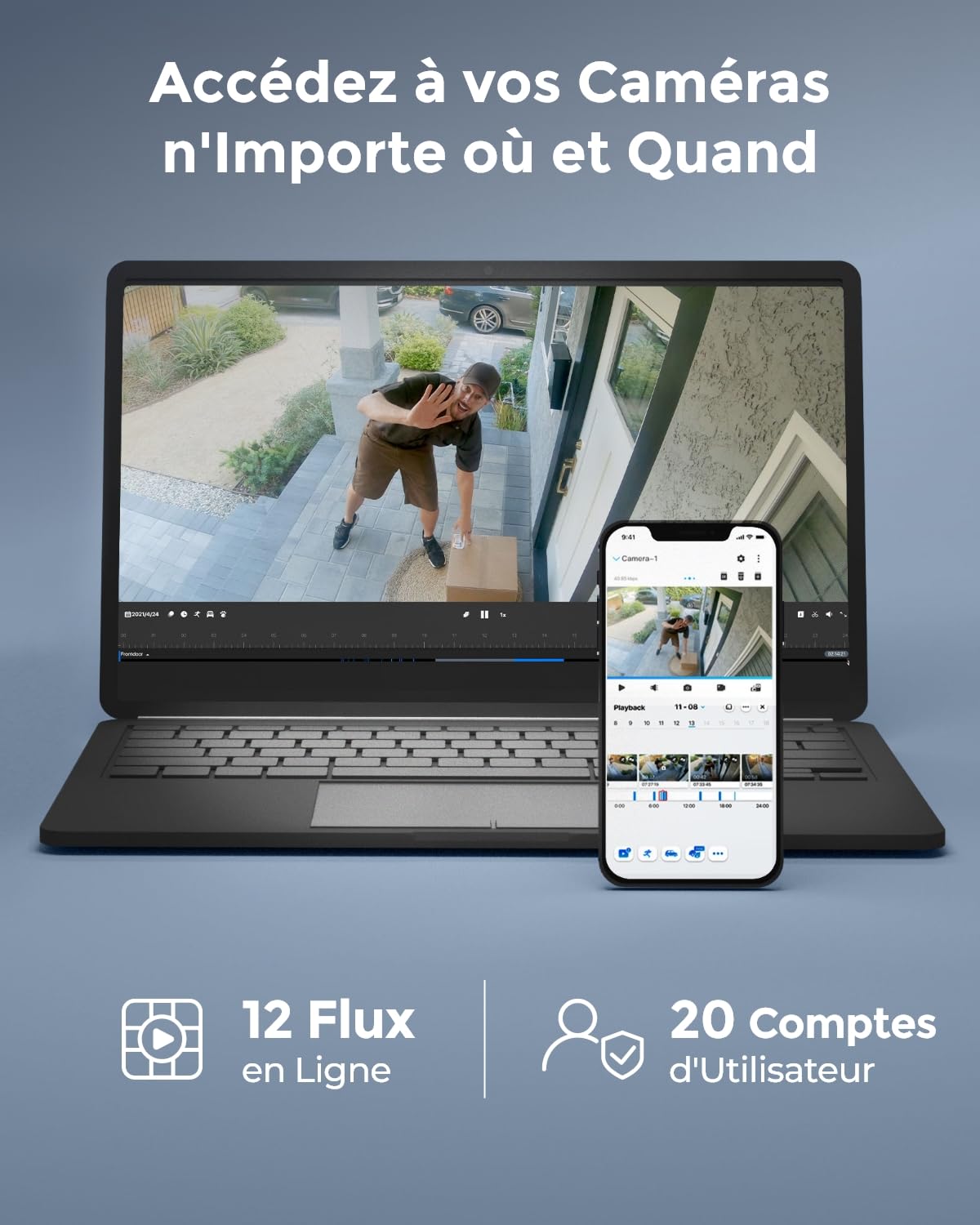 Reolink NVR WiFi 6 4K de 12 Canales con HDD de 2TB, grabación 24/7, H.265, Acceso por App y Compatible con cámaras (Excepto cámaras 4G con batería). RLN12W Negro (Reacondicionado)