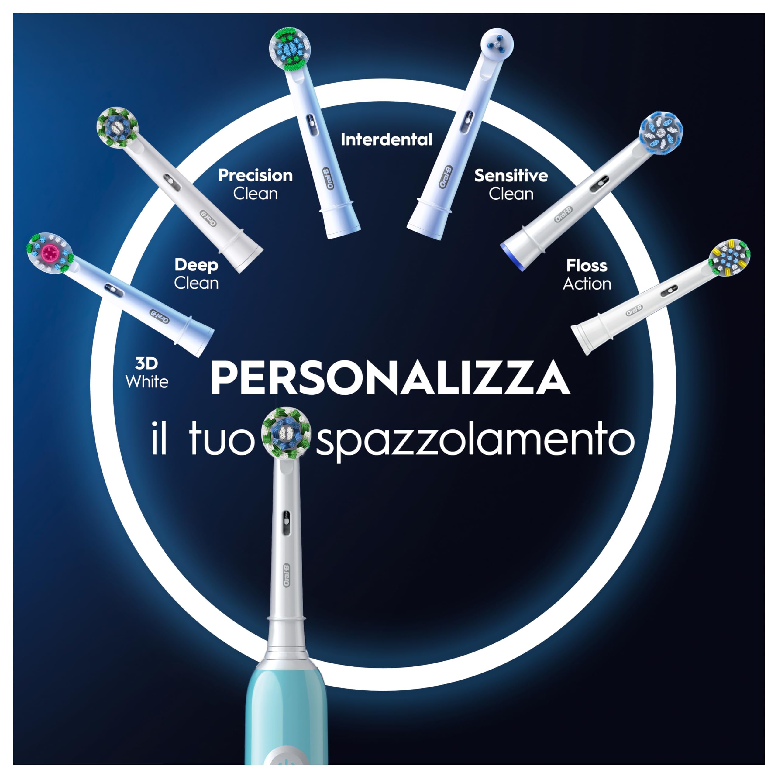 Oral-B Spazzolino Elettrico Ricaricabile Pro Series 1 Blu e Nero con 2 Testine di Ricambio. 2 Spazzolini