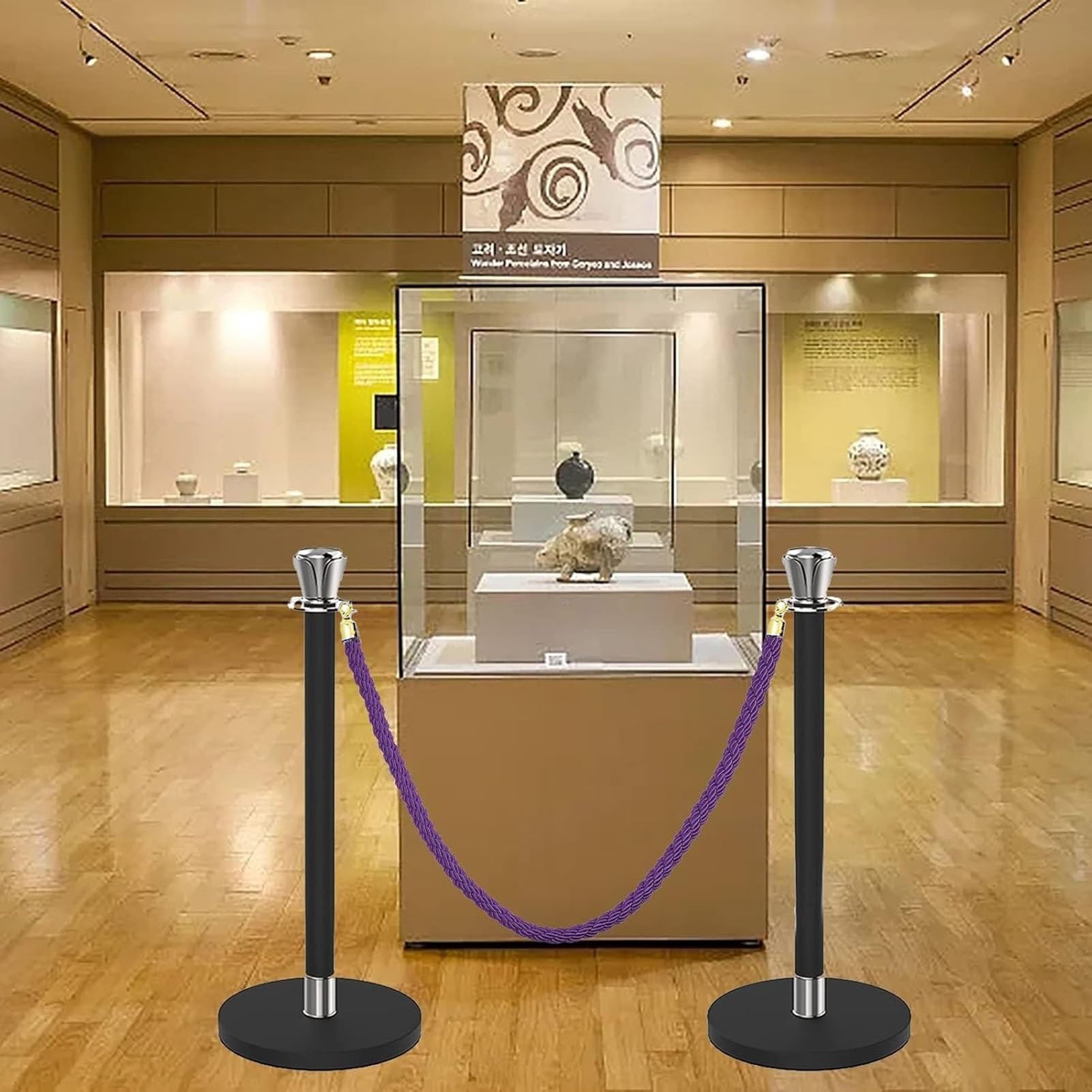 Stanchion Rope 4 Pieces Braided Stanchion Rope Set Purple, 3ft 5ft 7ft 8ft 9ft Indoor/Outdoor Handrail Queue Line Rope for Crowd Control, 28 Mm Hanging Twisted Rope(245cm(8ft))