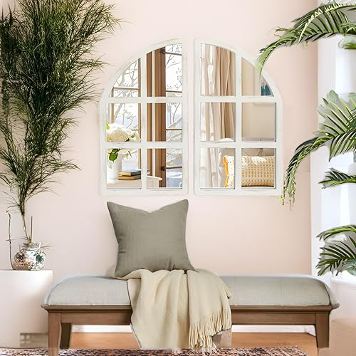 Miniatura 2 de FLORA Espejo de Granja, Espejo de Pared con Ventana de Arco para Cocina, Dormitorio, Sala de Estar, Decoración de Pared, Juego de 2