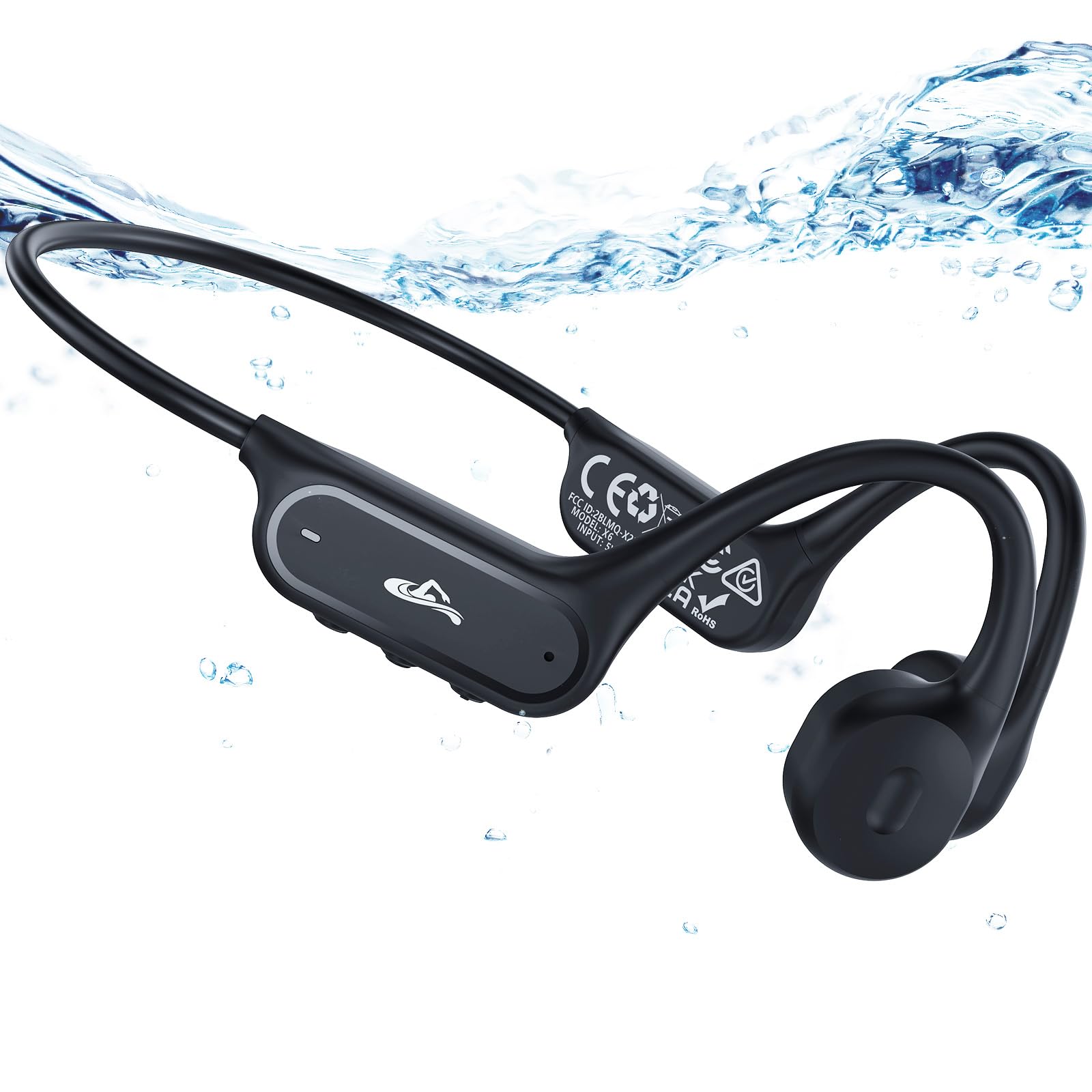 Swimming Headphones Bluetooth 6.1,IP68 Waterproof Bone Conduction Headphones,Wireless Open Earphones Built-in 32GB with MP3 Player,Underwater Sports Earphones for Swimming, Running, Cycling,Workout