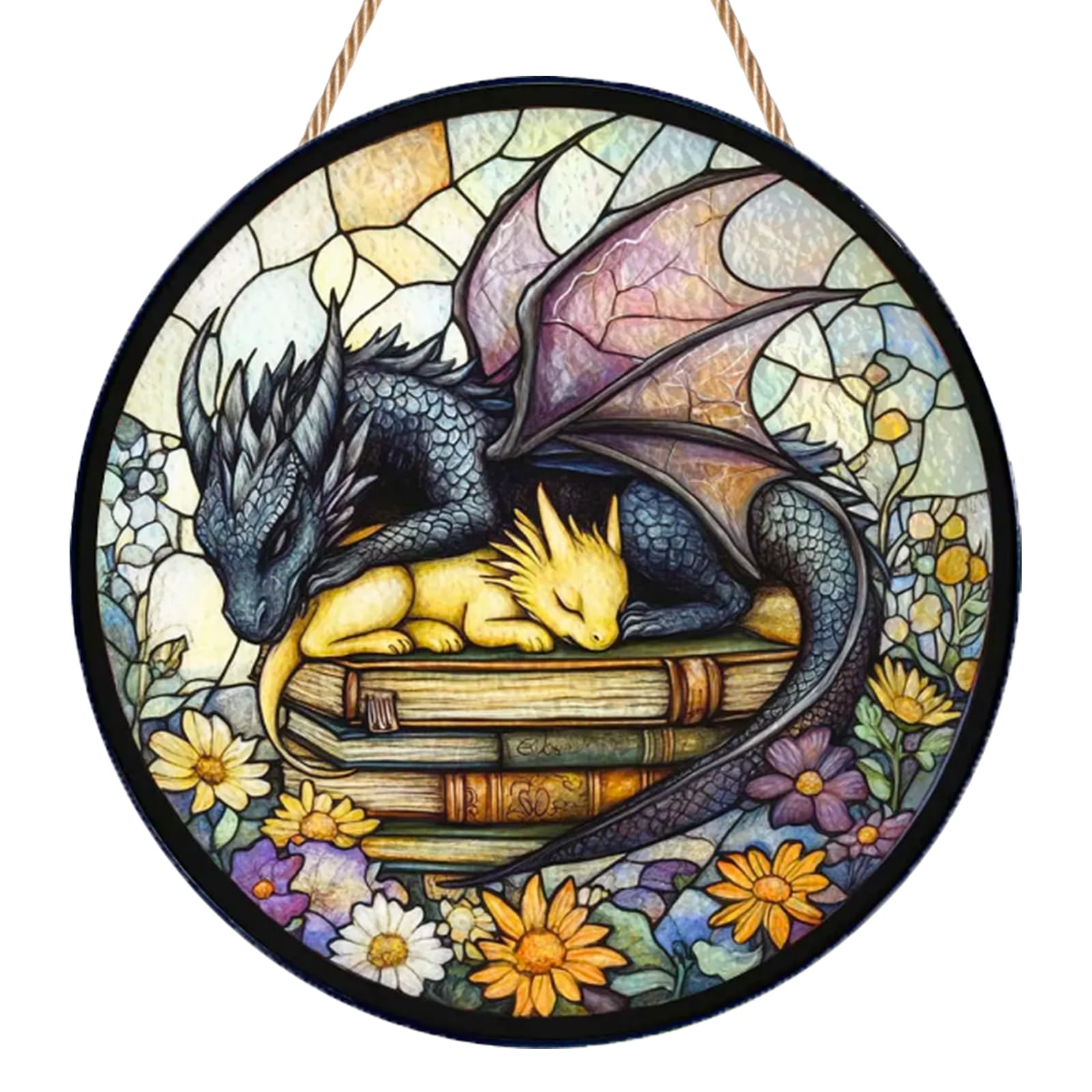 Fourth Merch Wing Sun Catcher, Dragon Sun Catchers for Windows, Fantasy Animals Suncatcher, Stained Glass Style Suncatcher, Garden Hanging Ornament for Indoor & Outdoor, Birthday Gifts for Book Fans