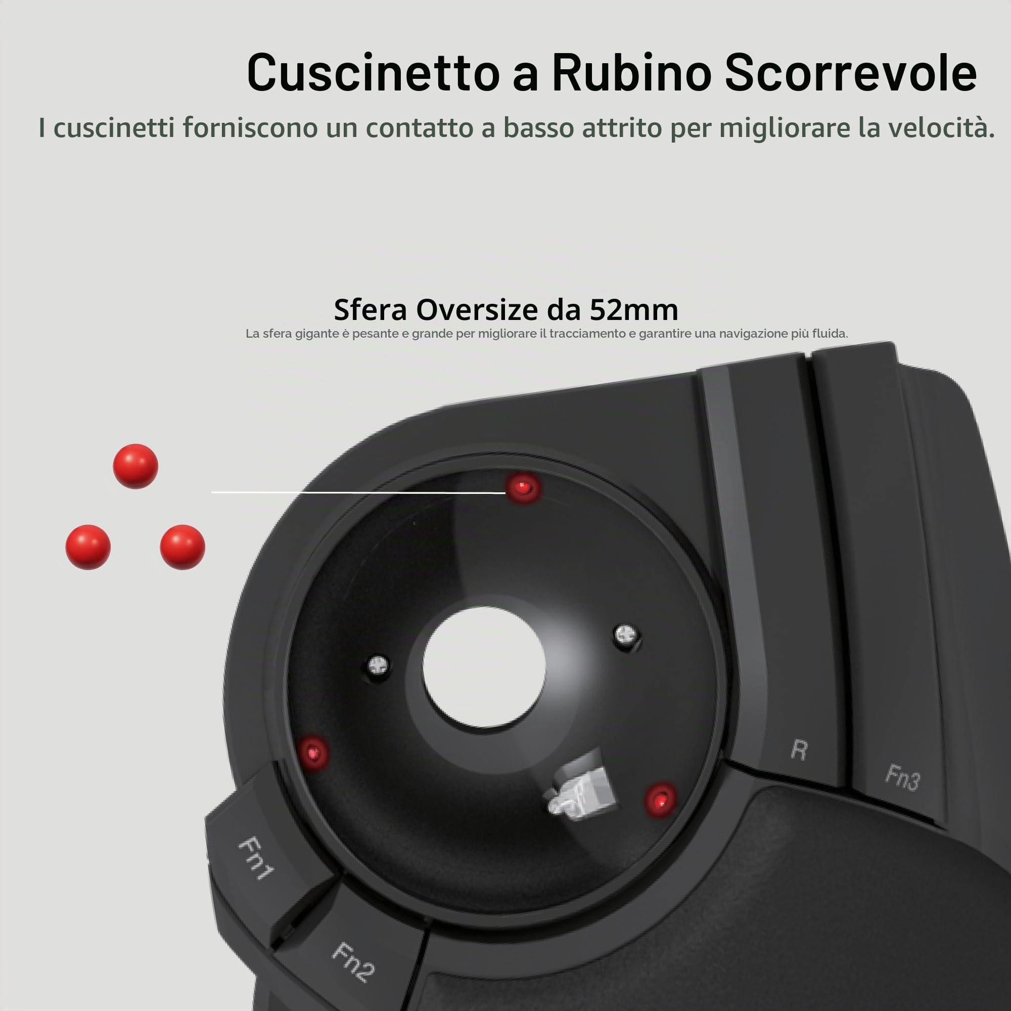 Elecom HUGE Trackball Mouse, 2,4 GHz wireless, controllo delle dita, funzione a 8 pulsanti, poggiapolsi attaccato, palla rossa liscia da 52 mm, Windows11, MacOS (M-HT1DRBK)