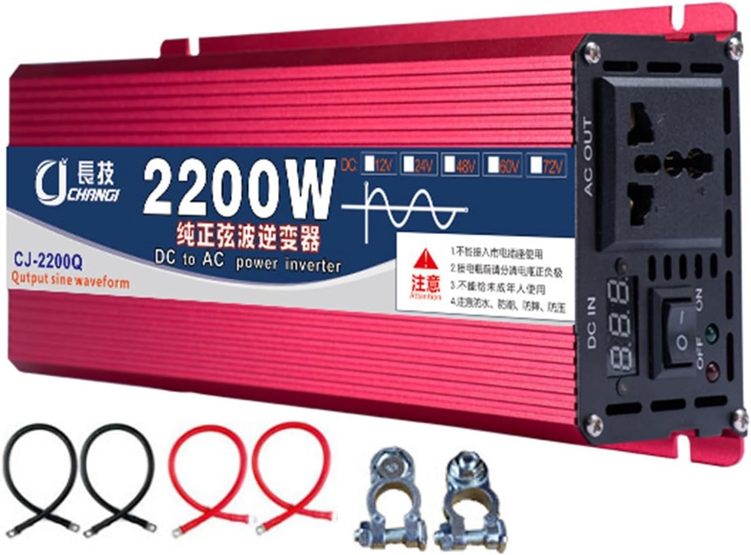 Upgraded high Power 6000W 8000W 10000W 12000W 16000W Pure Sine Wave Power Inverter 12V 24V 48V DC to 110V 220V AC Converter with LED Display for Car/RV Home Solar System(2200W,12Vto220V)